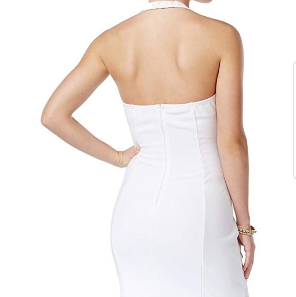White Halter Top Mini Mesh Cut Out Dress - Picture 5 of 8